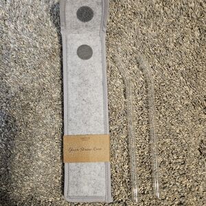Groove Transparent Glass Straw Set with Gray Case